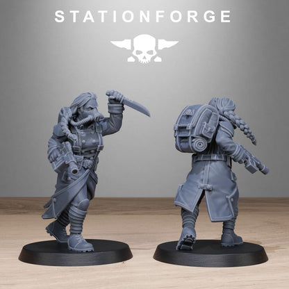 Grim Guard Sisters, Battle Sisters proxy miniature, infantry, 28mm heroic scale unpainted resin, view 5