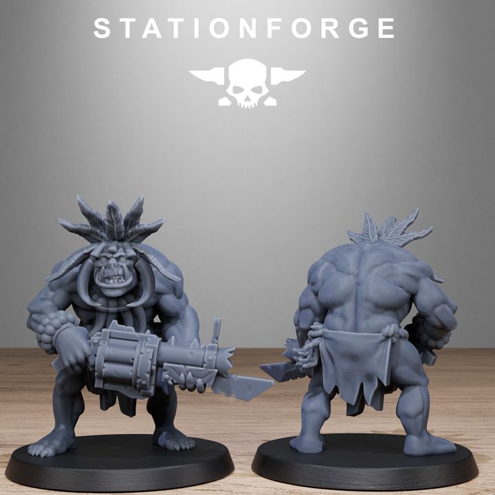 Orks Tribal Infantry, proxy miniature, 28mm heroic scale unpainted resin, view 9