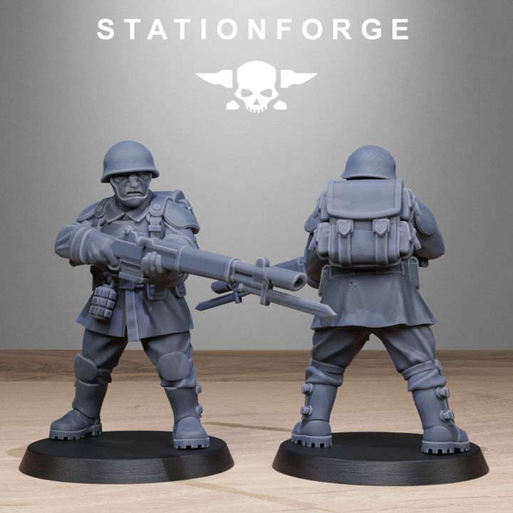 Free Guard Infantry, Imperial Army proxy miniature, 28mm heroic scale unpainted resin, view 8