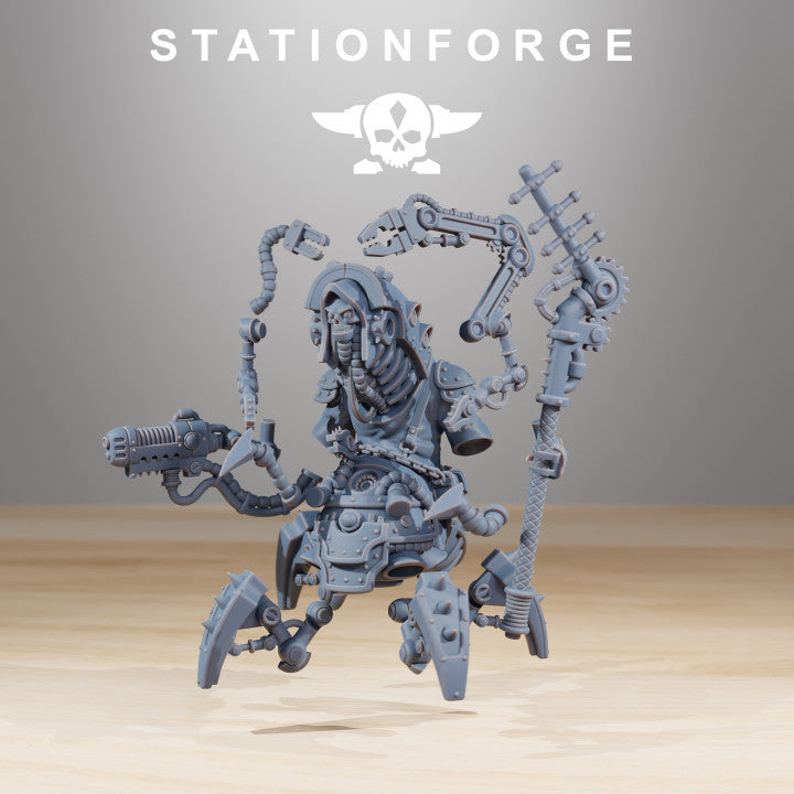 Scavenger Buglator, Tech Priests proxy miniature, 28mm heroic scale unpainted resin, view 3