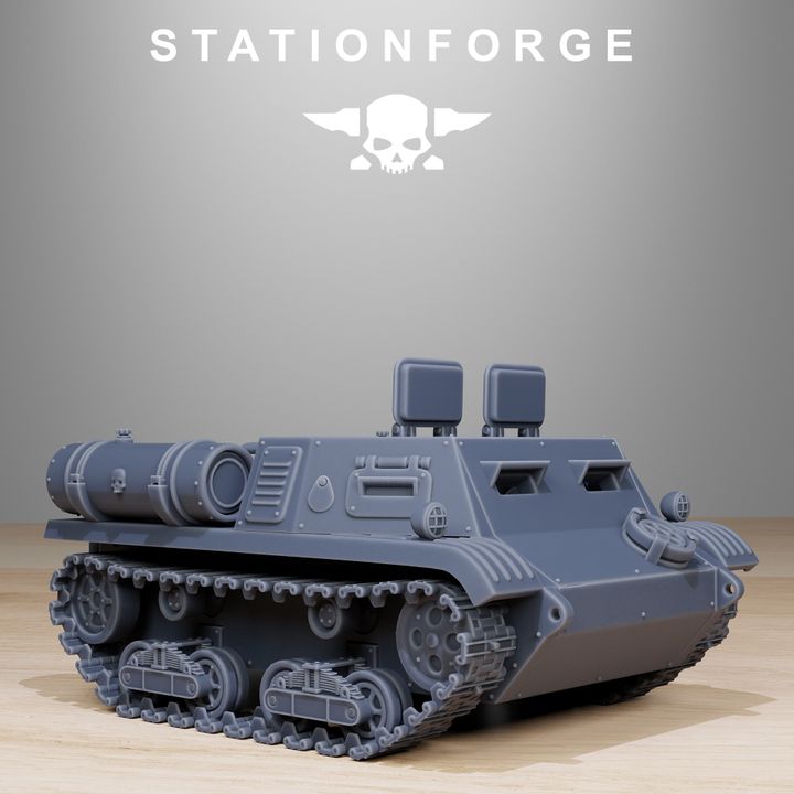 Grim Guard Tankette, Imperial Army proxy miniature, infantry, 28mm heroic scale unpainted resin, view 5