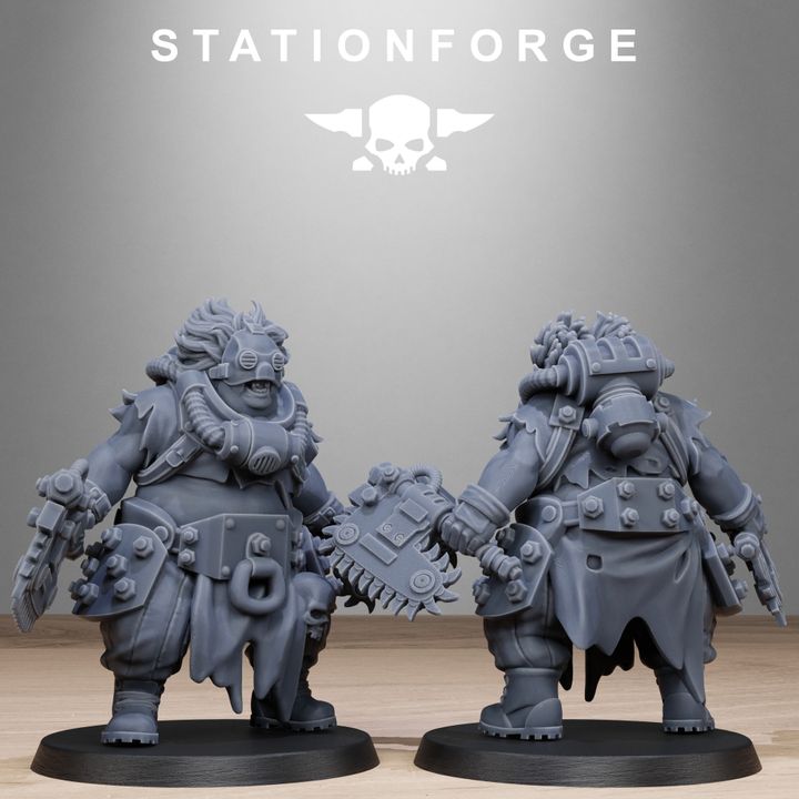 Tech Priests Barbarians, 28mm heroic scale unpainted resin, view 2