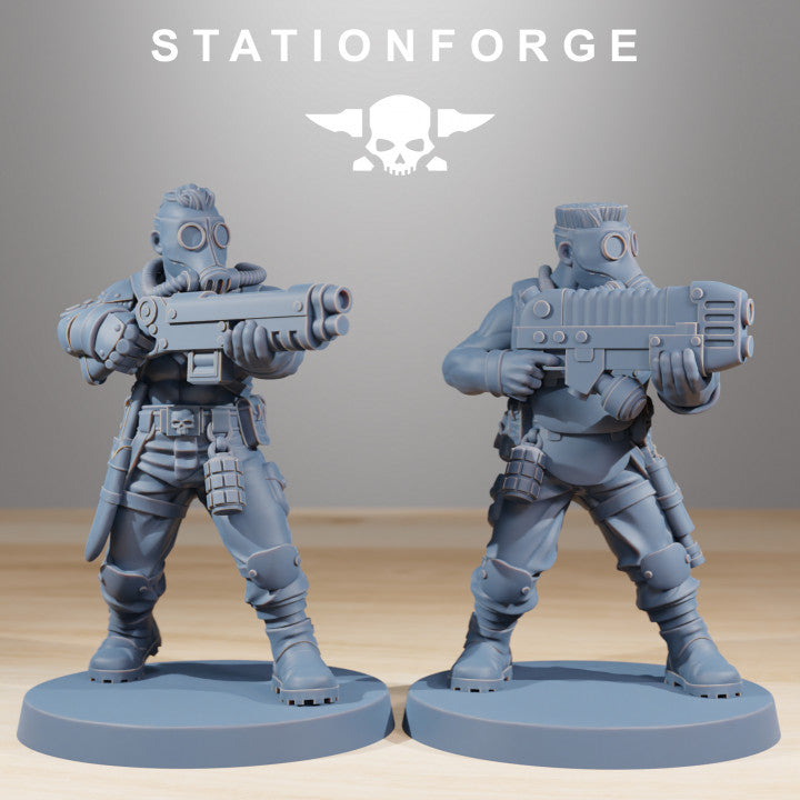 Grim Guard Hunters, Imperial Army proxy miniature, infantry, 28mm heroic scale unpainted resin, view 10