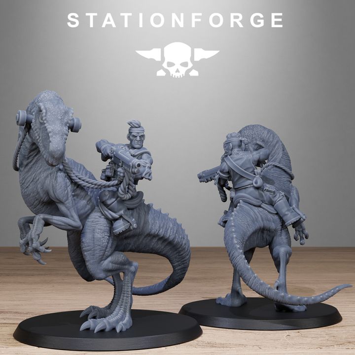 Grim Guard Jungle Raptors, Imperial Army proxy miniature, infantry, 28mm heroic scale unpainted resin, view 7