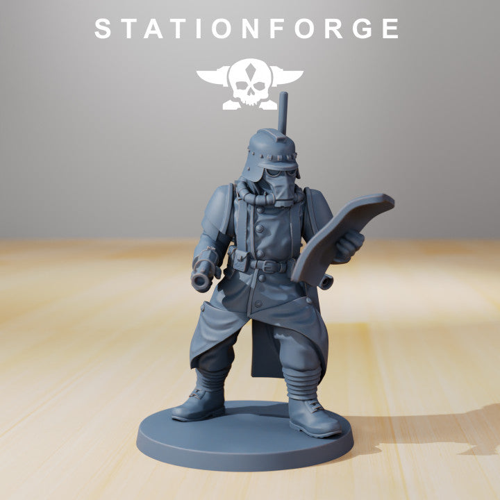 Grim Guard Supporters, Imperial Army proxy miniature, infantry, 28mm heroic scale unpainted resin, view 8