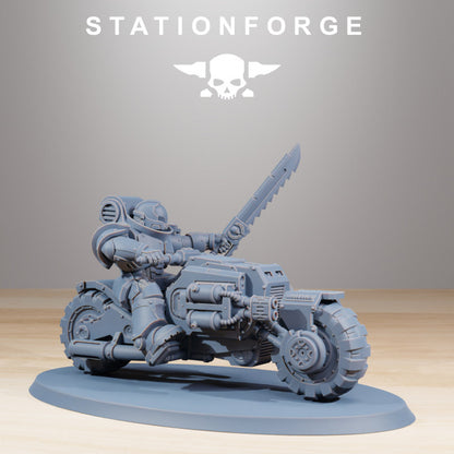 Space Knights Bikers (10 Units), proxy miniature, squad, 28mm heroic scale unpainted resin, view 10