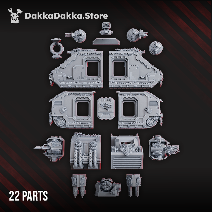 Flame Knights Automated Storm Vehicle, proxy miniature, 28mm heroic scale unpainted resin, view 4