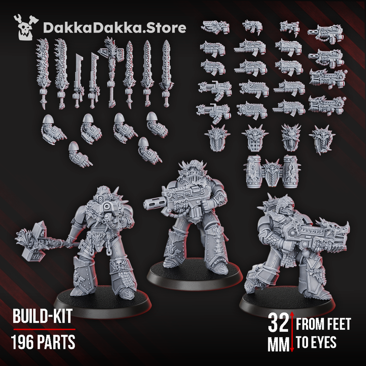 Flame Knights Warriors Build Kit, proxy miniature, squad, 28mm heroic scale unpainted resin