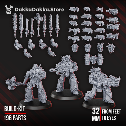 Flame Knights Warriors Build Kit, proxy miniature, squad, 28mm heroic scale unpainted resin
