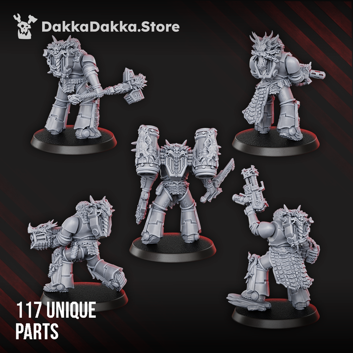 Flame Knights Warriors Build Kit, proxy miniature, squad, 28mm heroic scale unpainted resin, view 3