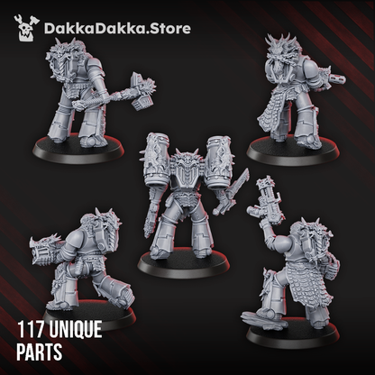 Flame Knights Warriors Build Kit, proxy miniature, squad, 28mm heroic scale unpainted resin, view 3