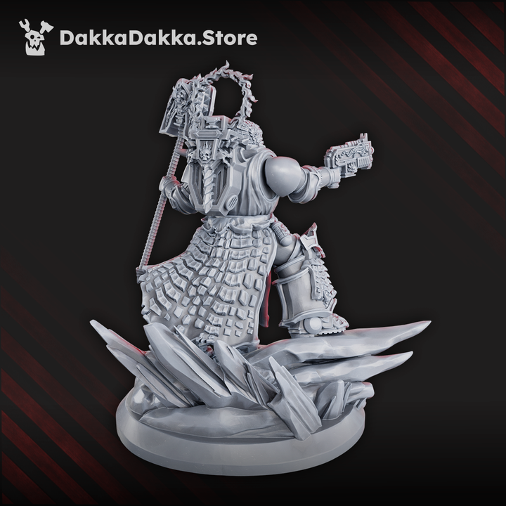 Flame Knights Field Pastor, proxy miniature, character, 28mm heroic scale unpainted resin, view 2