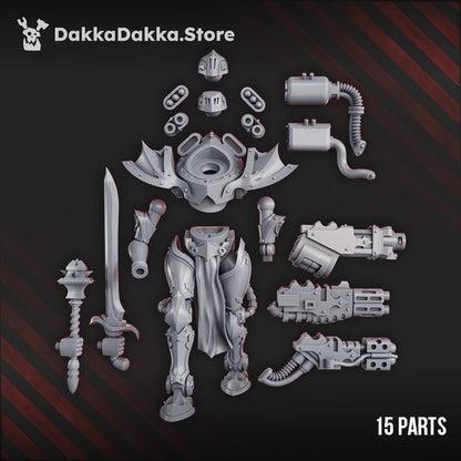 Pleasure Knights Exosuits, proxy miniature, walker, 28mm heroic scale unpainted resin, view 3