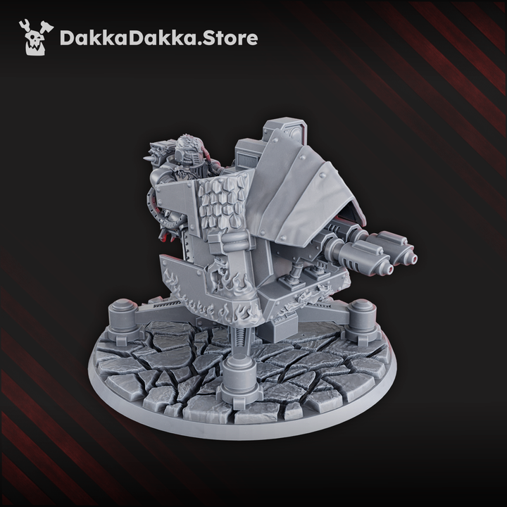 Flame Knights Heavy Support Turret, proxy miniature, artillery, 28mm heroic scale unpainted resin, view 2