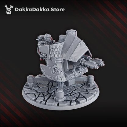 Flame Knights Heavy Support Turret, proxy miniature, artillery, 28mm heroic scale unpainted resin, view 2