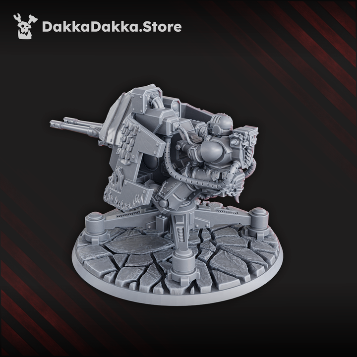 Flame Knights Heavy Support Turret, proxy miniature, artillery, 28mm heroic scale unpainted resin, view 3