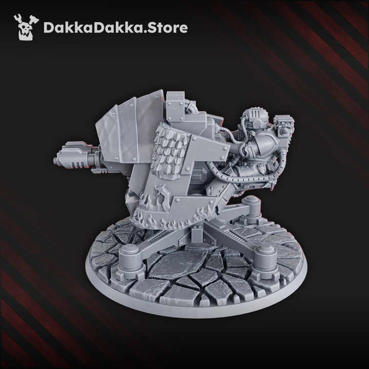 Flame Knights Heavy Support Turret, proxy miniature, artillery, 28mm heroic scale unpainted resin, view 4