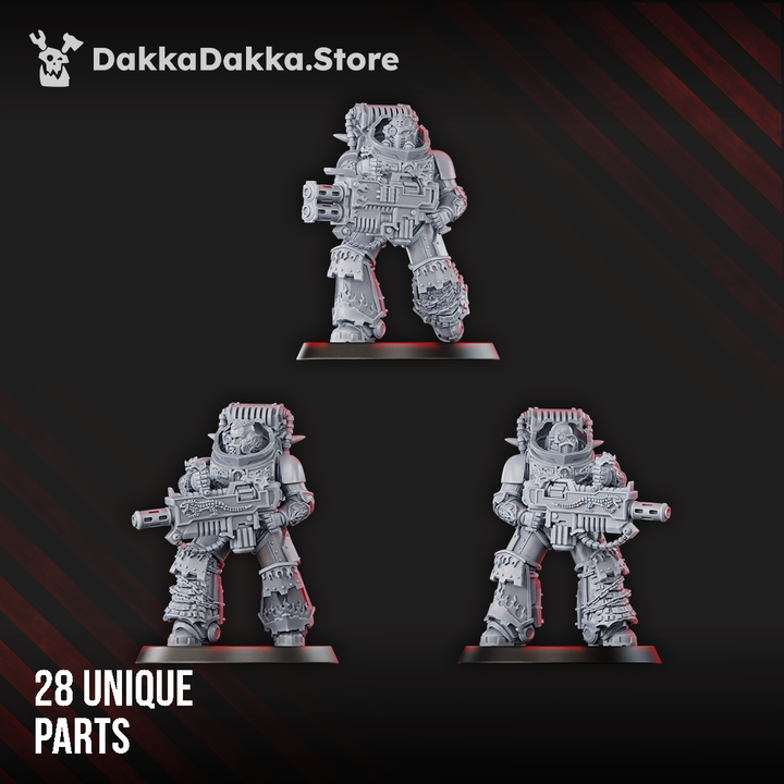 Flame Knights Liquidators Squad, proxy miniature, 28mm heroic scale unpainted resin, view 2