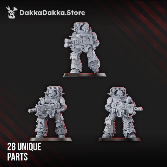 Flame Knights Liquidators Squad, proxy miniature, 28mm heroic scale unpainted resin, view 2