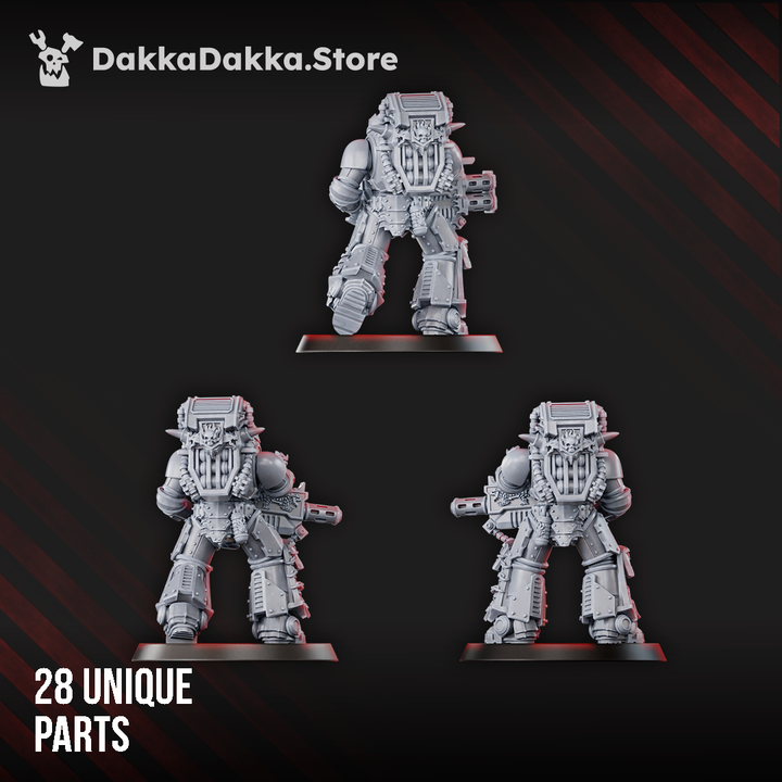 Flame Knights Liquidators Squad, proxy miniature, 28mm heroic scale unpainted resin, view 3