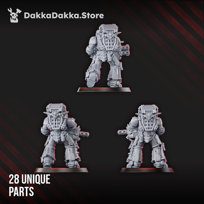 Flame Knights Liquidators Squad, proxy miniature, 28mm heroic scale unpainted resin, view 3