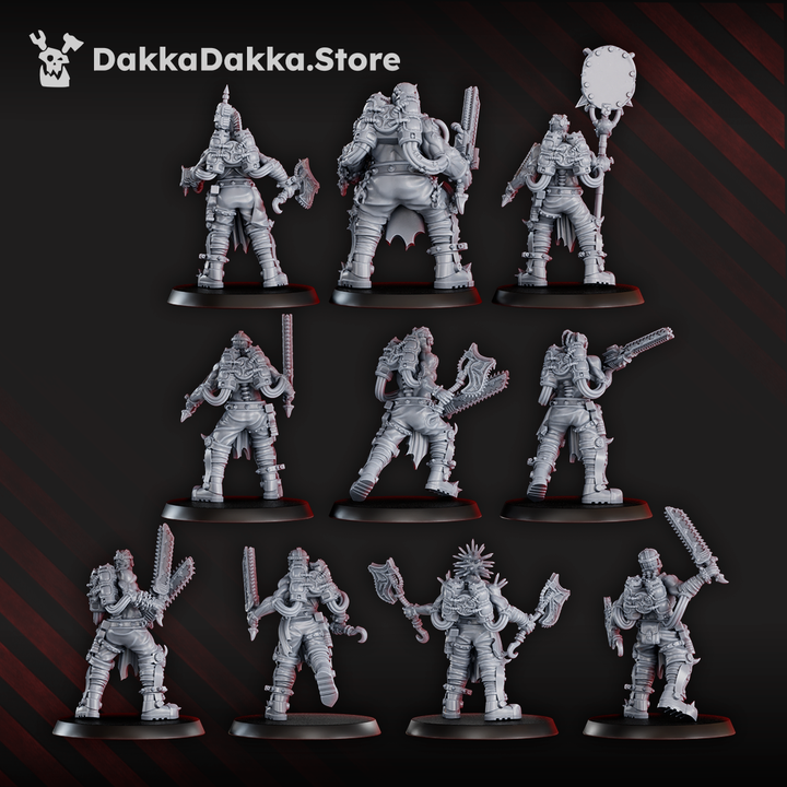 Bloodthirsty Knights Mad Hyenas Squad, proxy miniature, 28mm heroic scale unpainted resin, view 2