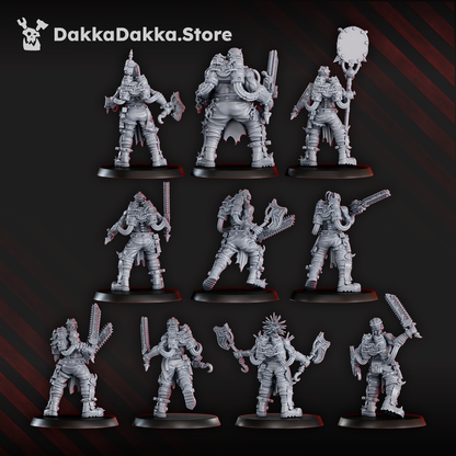 Bloodthirsty Knights Mad Hyenas Squad, proxy miniature, 28mm heroic scale unpainted resin, view 2