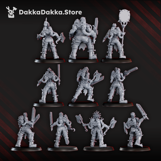 Bloodthirsty Knights Mad Hyenas Squad, proxy miniature, 28mm heroic scale unpainted resin, view 2