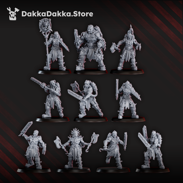 Bloodthirsty Knights Mad Hyenas Squad, proxy miniature, 28mm heroic scale unpainted resin, view 3