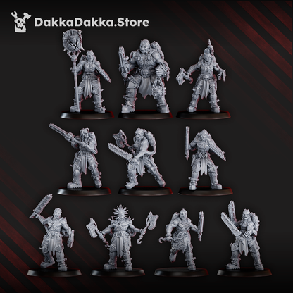 Bloodthirsty Knights Mad Hyenas Squad, proxy miniature, 28mm heroic scale unpainted resin, view 3