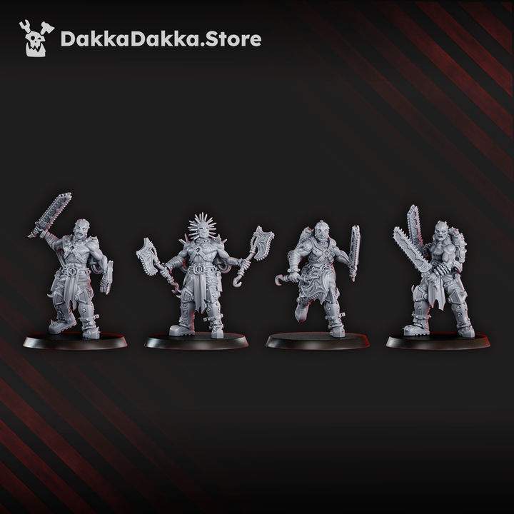 Bloodthirsty Knights Mad Hyenas Squad, proxy miniature, 28mm heroic scale unpainted resin, view 4