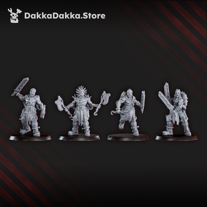 Bloodthirsty Knights Mad Hyenas Squad, proxy miniature, 28mm heroic scale unpainted resin, view 4