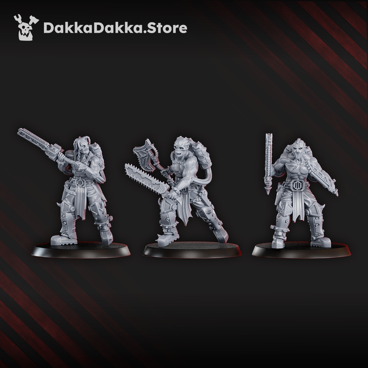 Bloodthirsty Knights Mad Hyenas Squad, proxy miniature, 28mm heroic scale unpainted resin, view 5