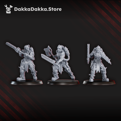 Bloodthirsty Knights Mad Hyenas Squad, proxy miniature, 28mm heroic scale unpainted resin, view 5