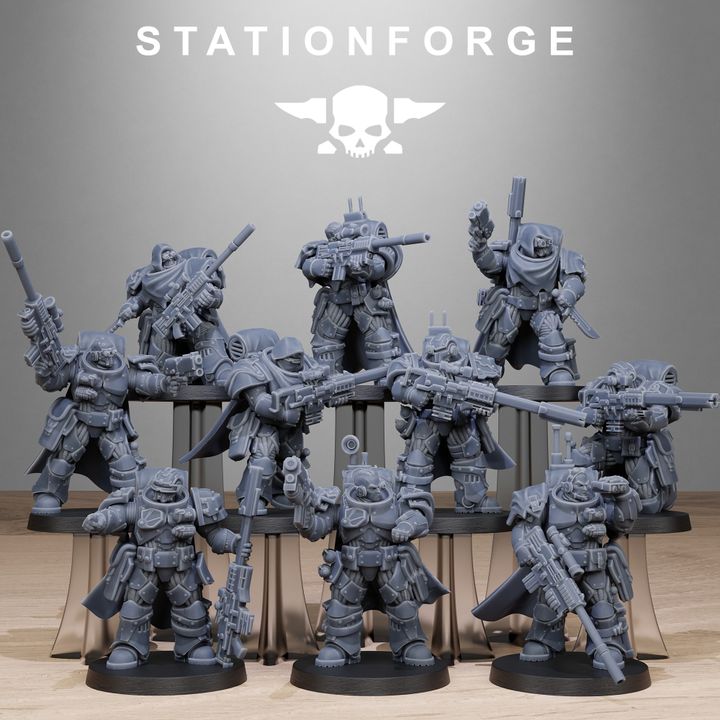 Space Knights Snipers, proxy miniature, scout, 28mm heroic scale unpainted resin