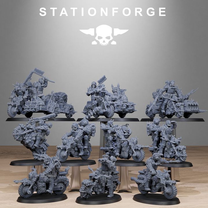 Dark Space Knights Guard Bikers, proxy miniature, infantry, 28mm heroic scale unpainted resin
