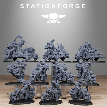 Dark Space Knights Guard Bikers, proxy miniature, infantry, 28mm heroic scale unpainted resin