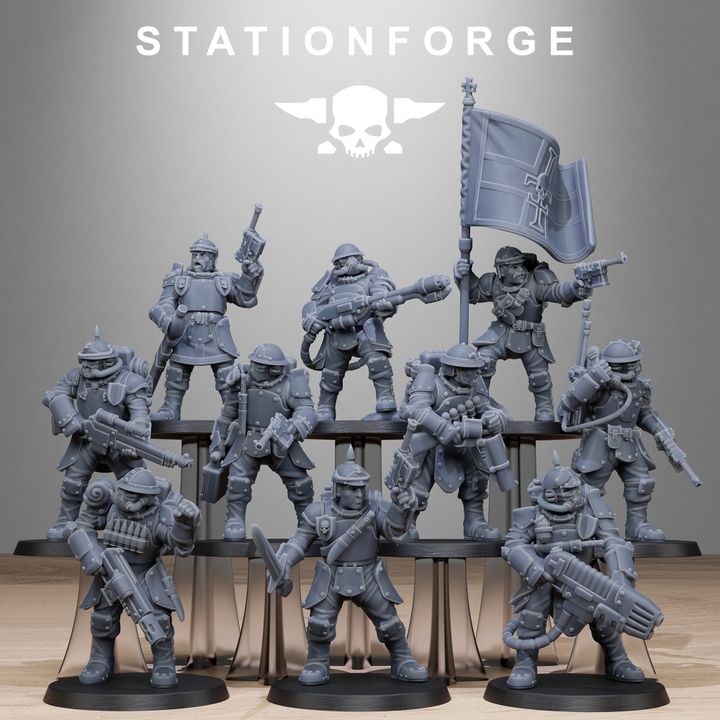 Royal Guard Bastioners, Imperial Army proxy miniature, infantry, 28mm heroic scale unpainted resin