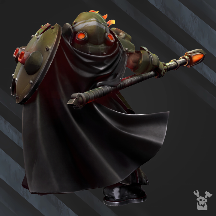 Techeart Commander, Space Knights proxy miniature, character, 28mm heroic scale unpainted resin, view 2