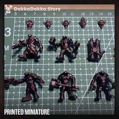 Orks Gobbo Squad, proxy miniature, 28mm heroic scale unpainted resin, view 2