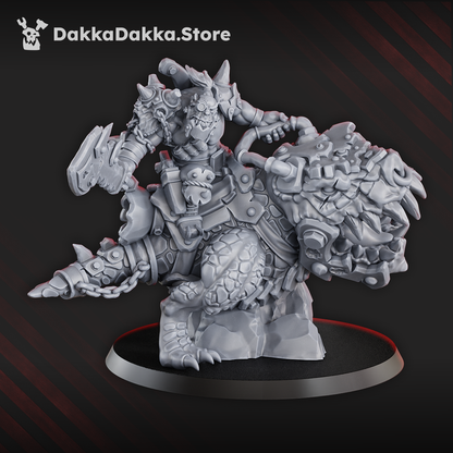 Orks Arzott Da Toot On Supahog, proxy miniature, 28mm heroic scale unpainted resin, view 2