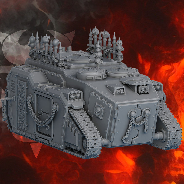 Dark Dark Space Knights Apc, Dark Space Knights proxy miniature, transport, 28mm heroic scale unpainted resin, view 2