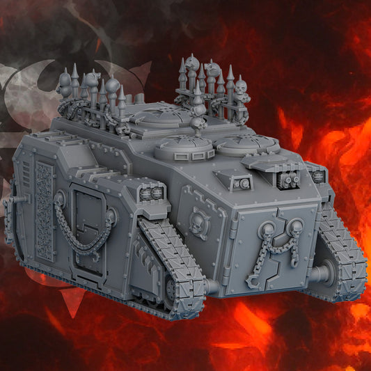Dark Dark Space Knights Apc, Dark Space Knights proxy miniature, transport, 28mm heroic scale unpainted resin, view 2
