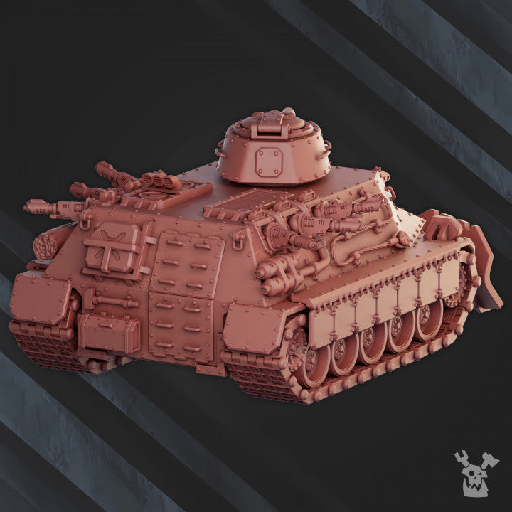 Frostborn Division Arctic Hammer Apc, Imperial Army proxy miniature, transport, 28mm heroic scale unpainted resin, view 2