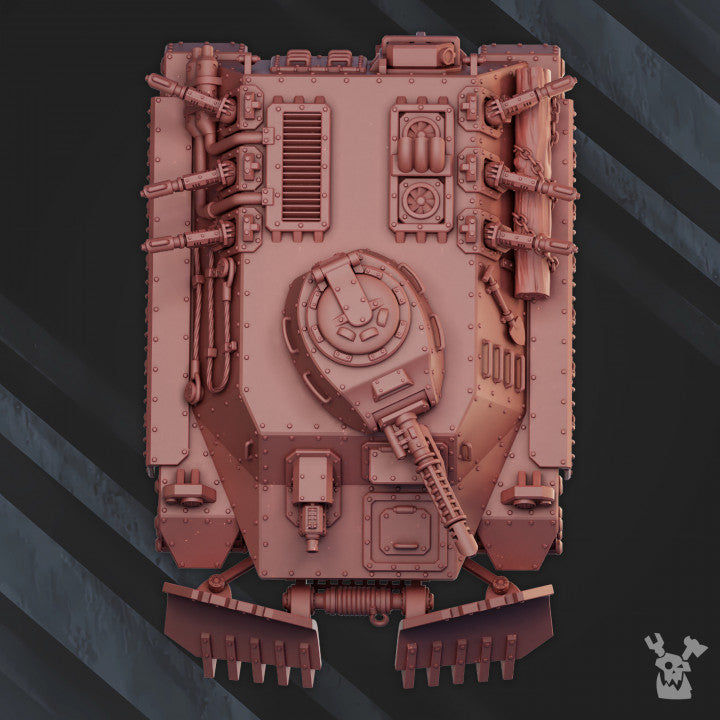 Frostborn Division Arctic Hammer Apc, Imperial Army proxy miniature, transport, 28mm heroic scale unpainted resin, view 3
