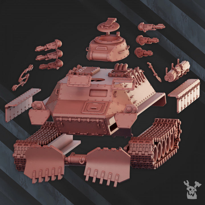 Frostborn Division Arctic Hammer Apc, Imperial Army proxy miniature, transport, 28mm heroic scale unpainted resin, view 4