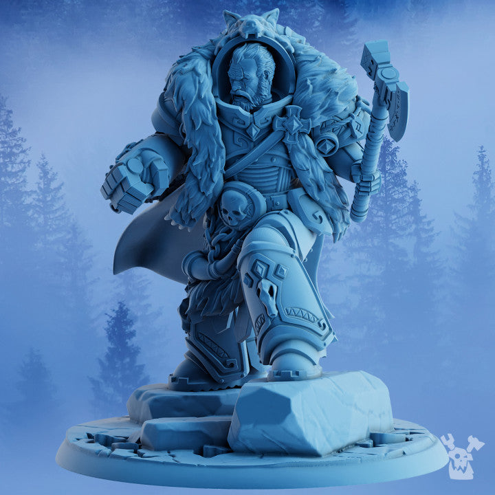 Wolf Knights Asver The Storm Father, proxy miniature, 28mm heroic scale unpainted resin, view 2