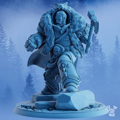 Wolf Knights Asver The Storm Father, proxy miniature, 28mm heroic scale unpainted resin, view 2