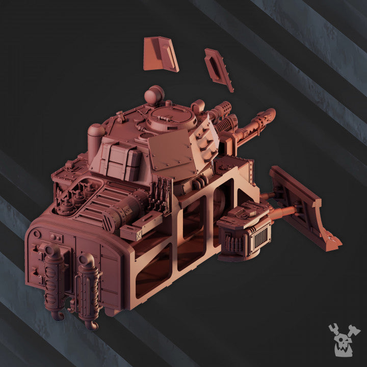 Frostborn Division Aurora Battletank, Imperial Army proxy miniature, 28mm heroic scale unpainted resin, view 4
