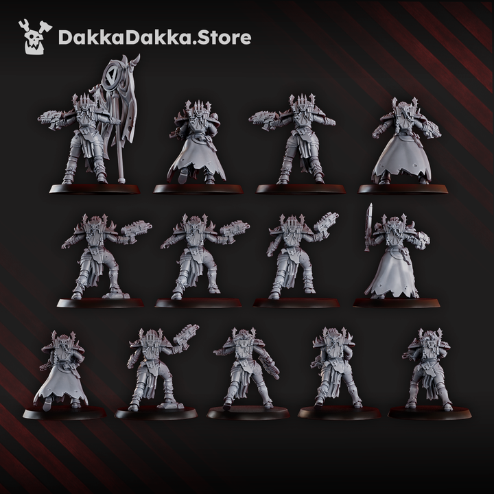 Dark Space Knights Coven Battle Witches Squad, proxy miniature, 28mm heroic scale unpainted resin, view 2